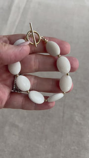 White Jade and Gold Bead Necklace
