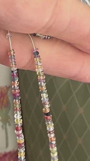 AAA natural multi-color Sapphire faceted rondelle beads, 2.5mm–4mm, 16-inch strand for jewelry making. close up video