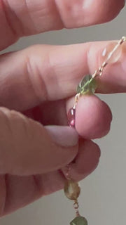Multi-Color Tourmaline and Green Apatite AAA Grade Necklace, Wire Wrapped Boho Jewelry, 34"