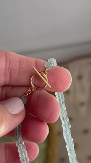 Aquamarine Slices Necklace with Gold Stardust Center Bead