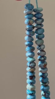 Golden Hills Turquoise Smooth Rondelle Beads, AAA Grade,  Kazakhstan Turquoise