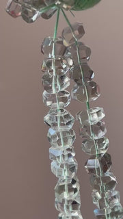 Prasiolite Twisted Rondelle Beads, AAA Grade, Indian Prasiolite, Green Amethyst