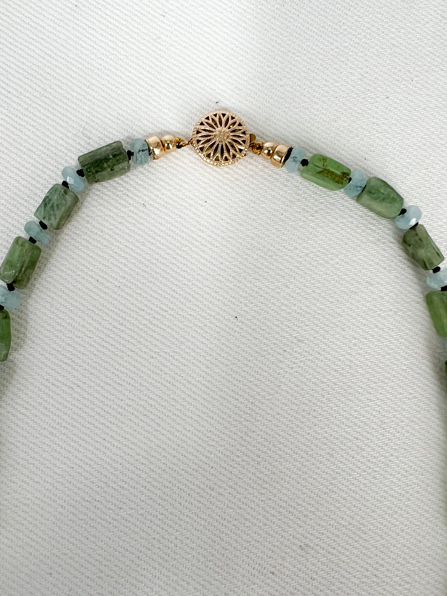 Green Apatite and Aquamarine Necklace