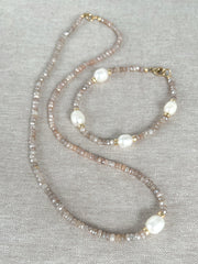 Moonstone and Rice Pearl Necklace