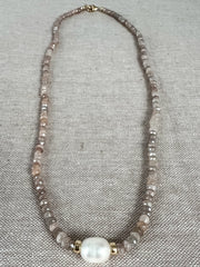 Moonstone and Rice Pearl Necklace