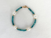 Blue Silverite Pearl Station Bracelet