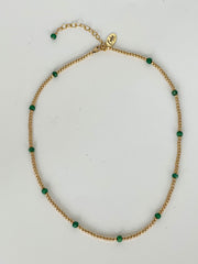 Emerald and Gold Bead Necklace