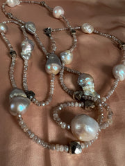 Long Baroque Pearl and Moonstone Necklace
