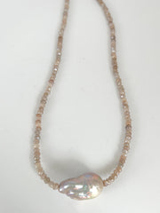 Baroque Pearl Moonstone Short Necklace