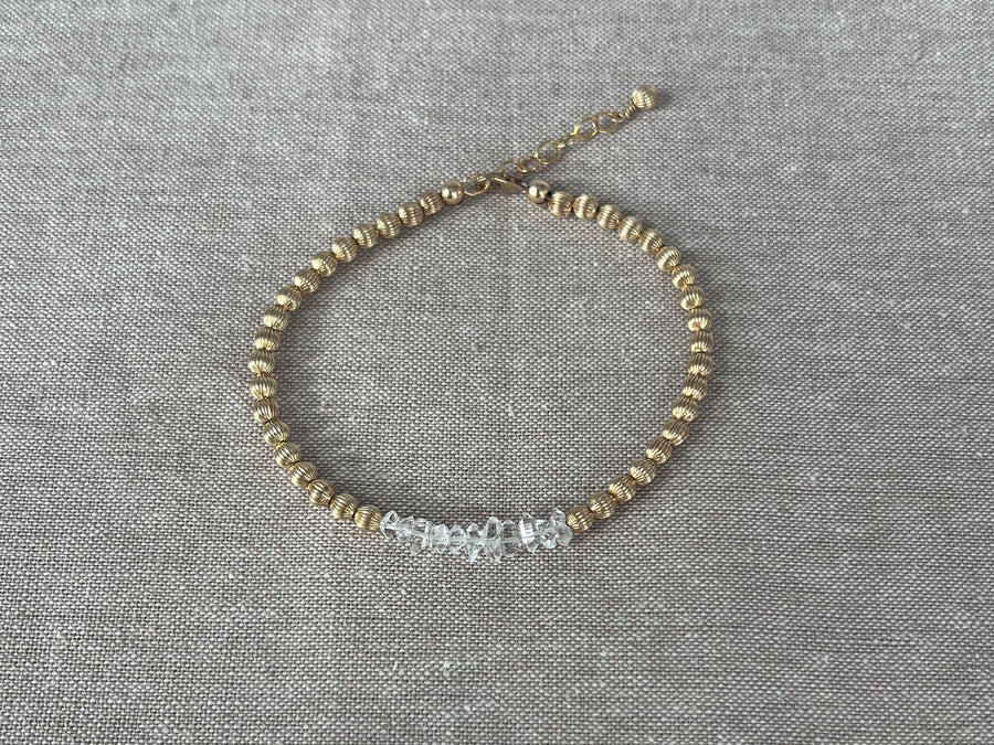 Herkimer Diamond and Gold Bead Bracelet