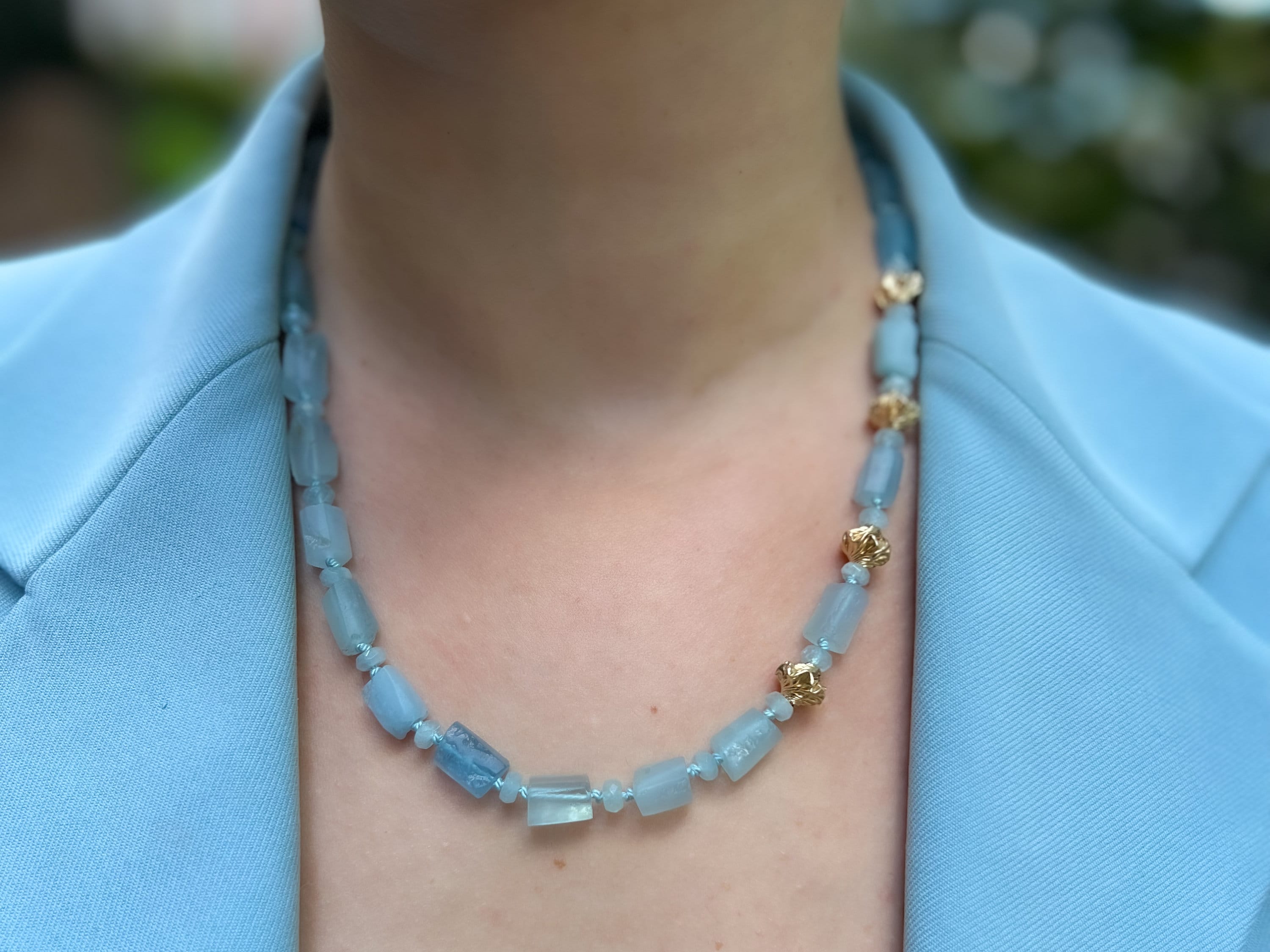 Aquamarines,Aquamarine_necklace,Gemstone_Necklace,Gold_Filled_accents,Gold_filled,Ocean_Blue_stone,Gifts_for_Her,Mother's_Day,handmade_necklace,Short_necklace,classic_Necklace,Fall_Necklace,hand_knotted_stones