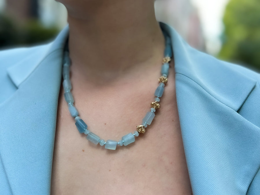 Aquamarine Nuggets Short Necklace