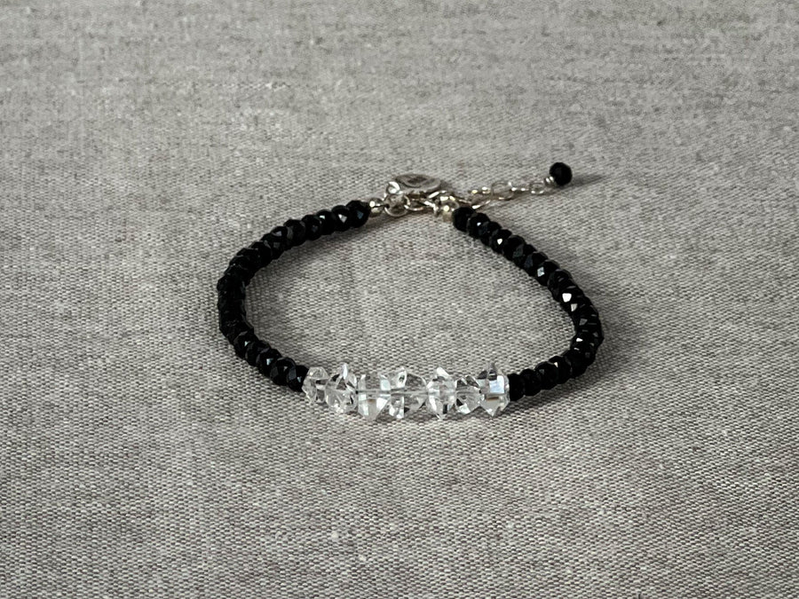 Herkimer Diamond and Black Spinel Bracelet