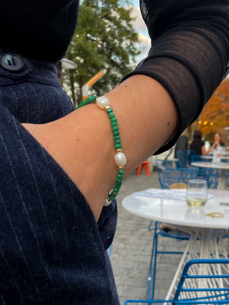 Emerald and Pearl Bracelet