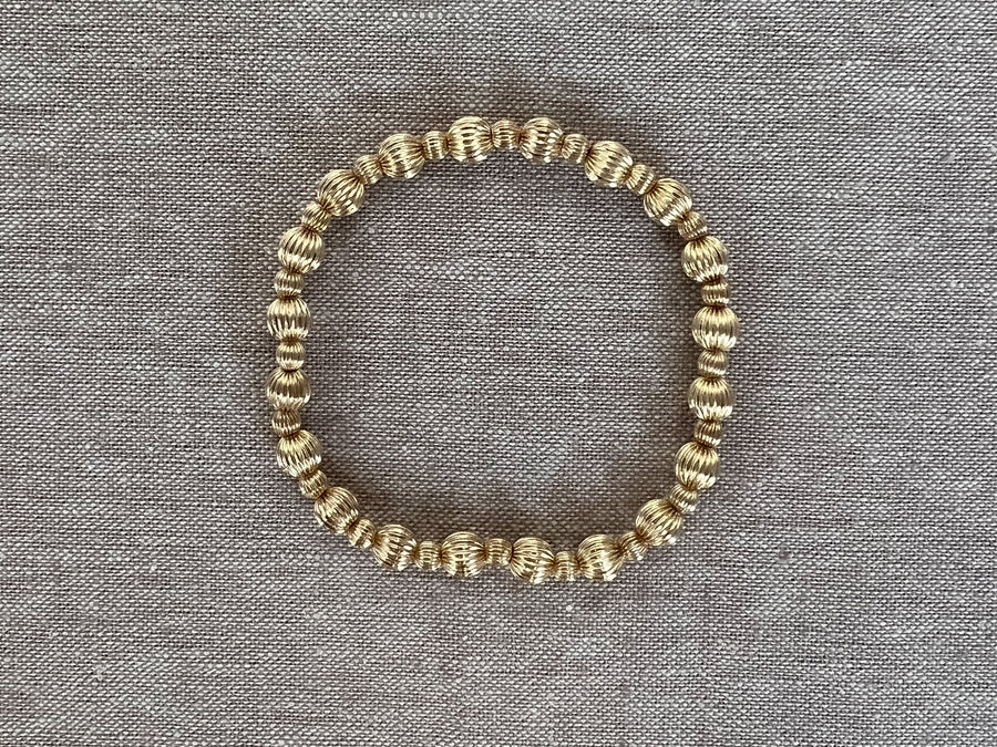 Gold Bead Corrugated Bracelet