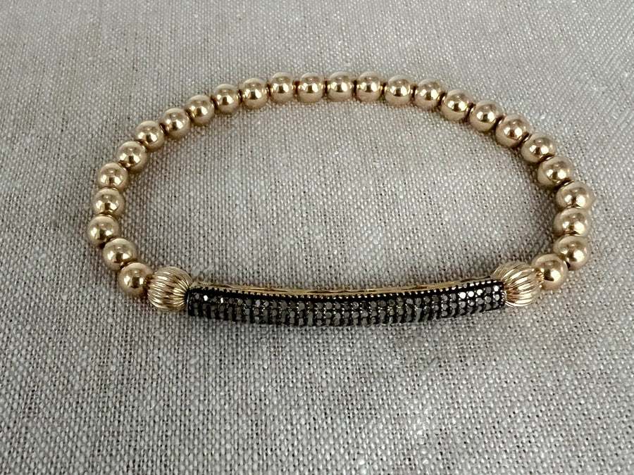 Gold Pave Diamond Bar Bracelet