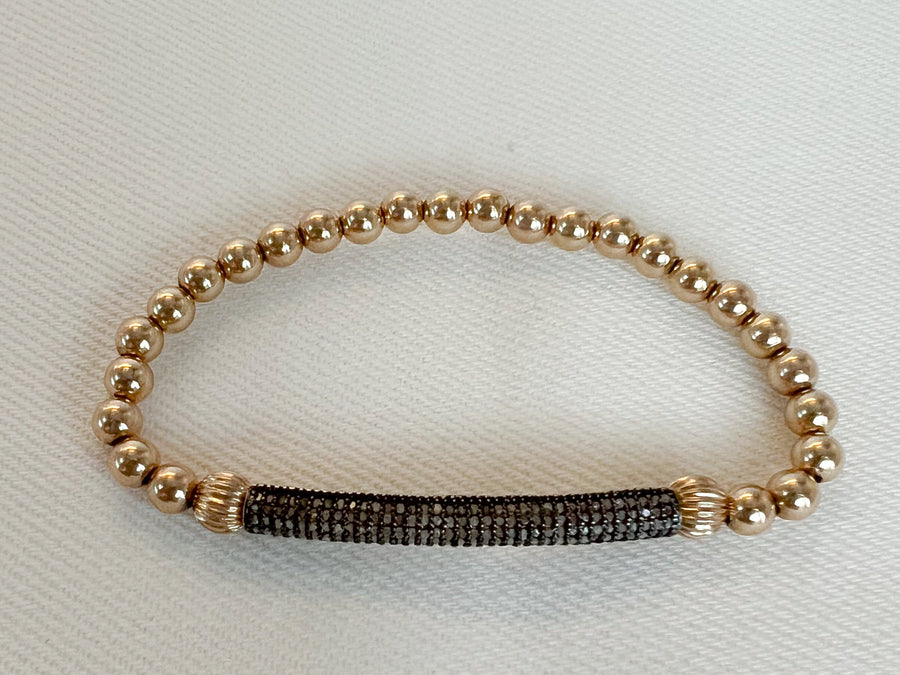 Gold Pave Diamond Bar Bracelet