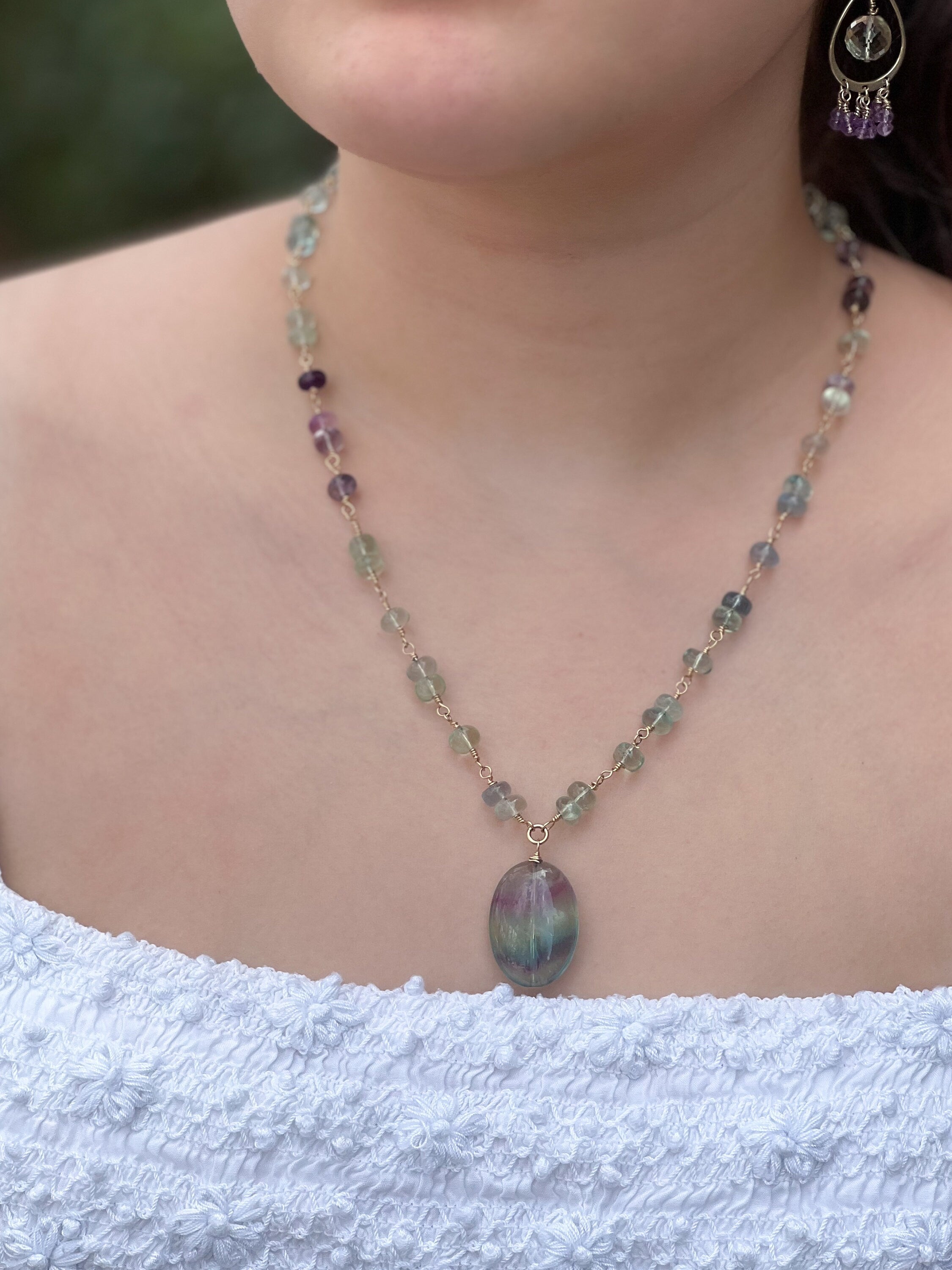 Fluorite Rondelle newest Necklace