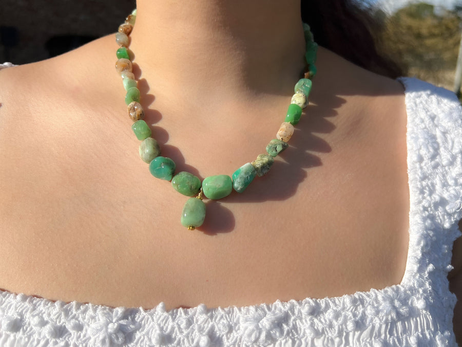 Chrysoprase Nuggets Necklace with Pendant