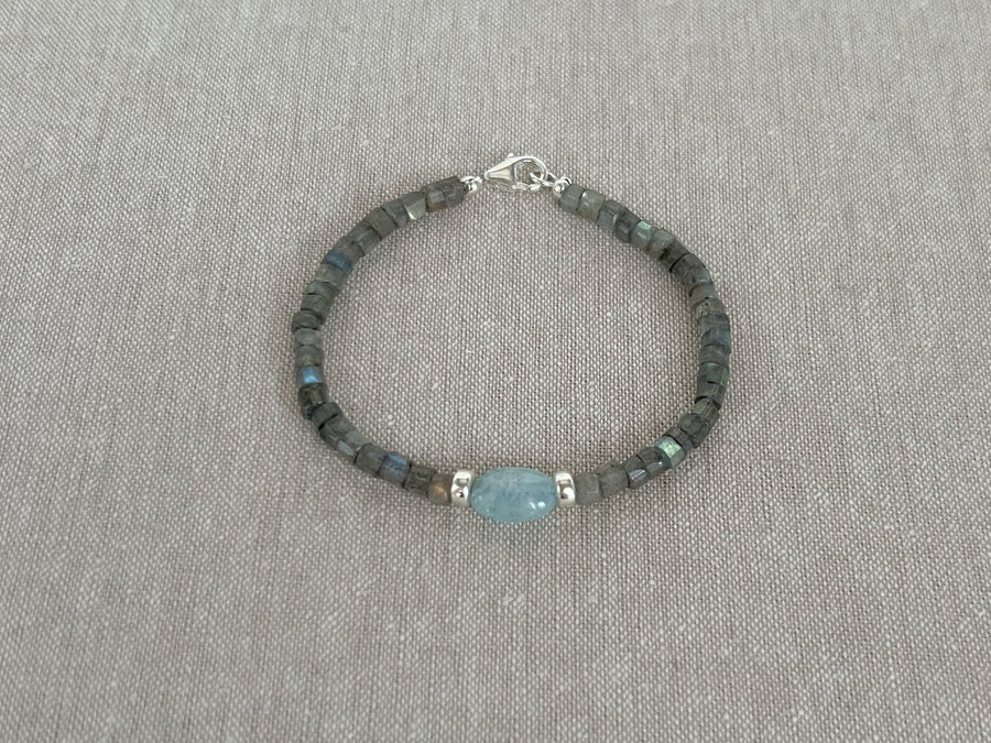 Labradorite Bracelet with Milky Aquamarine Accent