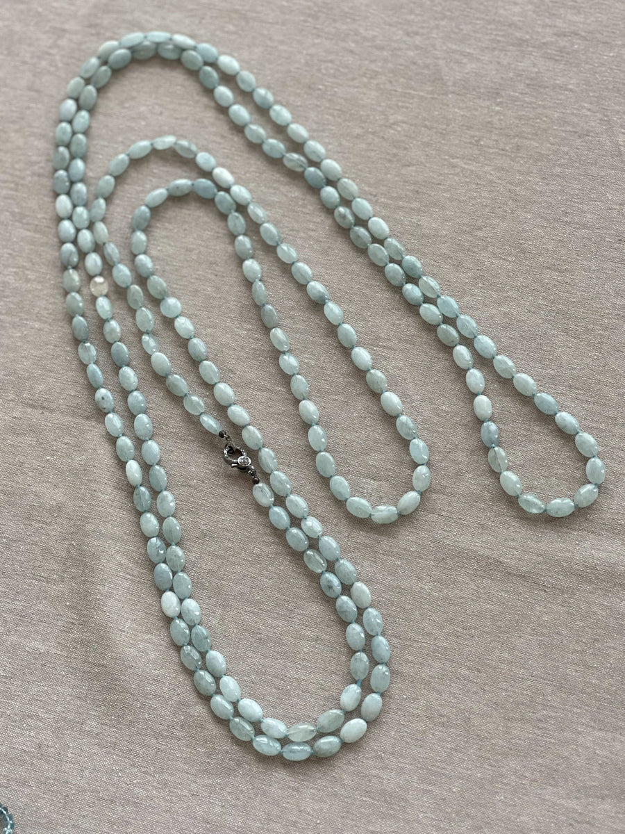 Long Milky Aquamarine Necklace