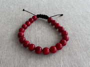Men's Red Coral Adjustable Bracelet