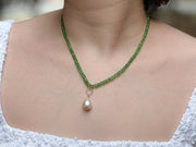 Tsavorite_Necklace,Pearl_pendant,Green_Garnets,Gemstone_Necklace,handmade,Hand_knotted,Green_necklace,Tsavorite,Elegant_style,Great_gift,Green_gemstone,Baroque_Pearls,Gift_for_Mom