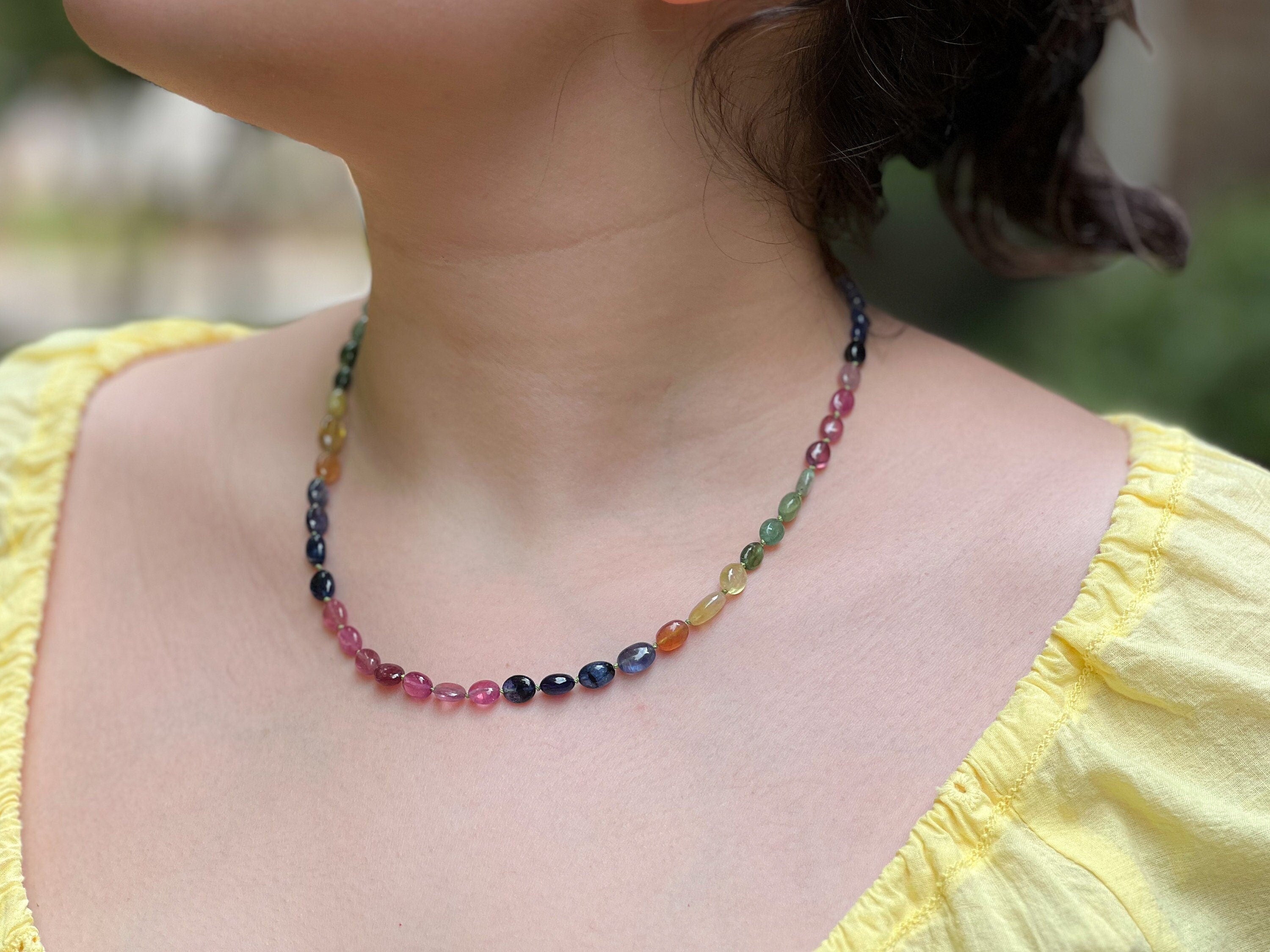 Sapphire_Necklace,Multi_color_sapphire,Gemstone_Necklace,hand_knotted,AAA_Sapphires,Sapphires,Boho_Necklace,Layering_necklace,Natural_Gemstones,Gift_for_Her,November_Birthstone,handmade_necklace,Colorful_necklace