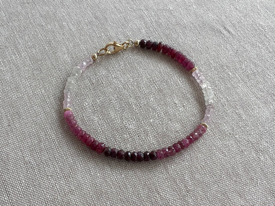 Shaded Rubies with Gold Filled Accents Bracelet