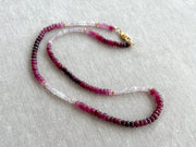 Shaded Ruby Ombre Necklace with Gold Accents