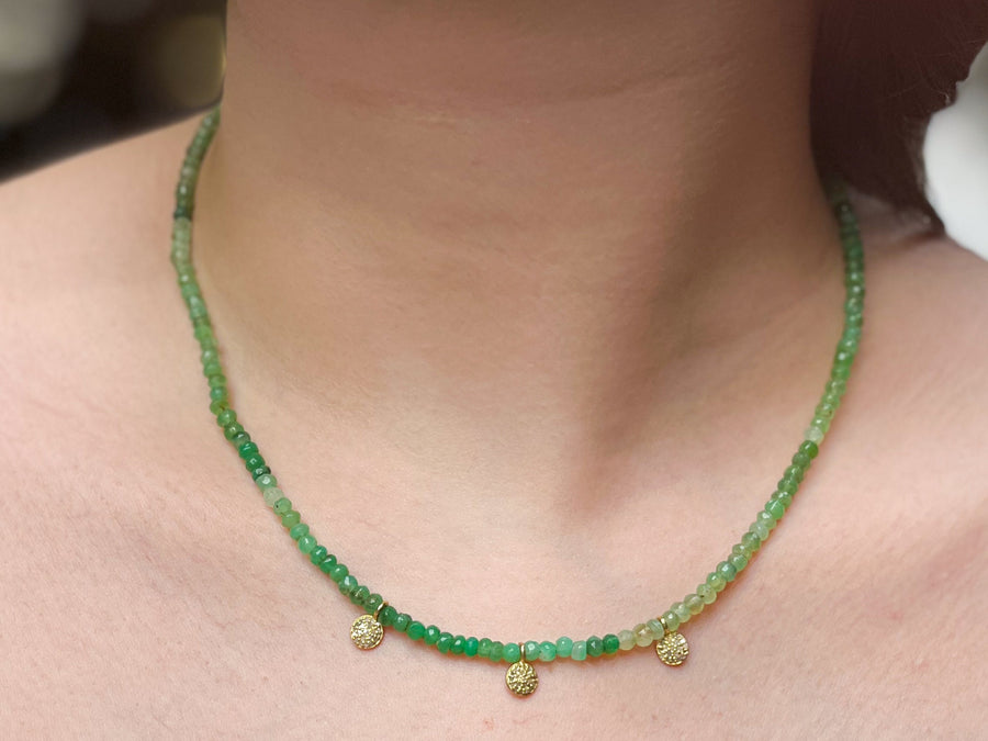 Chrysoprase Necklace with Pave Diamond Accents