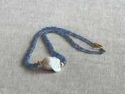 Burmese Sapphire Necklace with Baroque Pearl