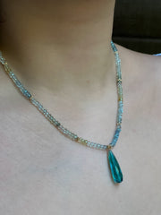 Aquamarine Necklace with Apatite Pendant