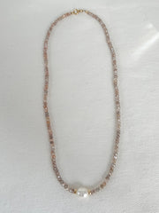 Moonstone and Rice Pearl Necklace